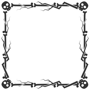 Decorative halloween bone skull frame with creepy tree branch