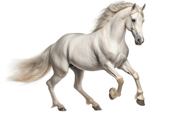 Obraz na płótnie Canvas Lipizzaner white Horse in Movement Isolated on Transparent Background PNG. Generative AI
