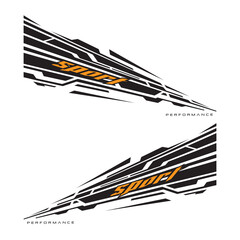 Wrap Design For Car vectors. Sports stripes, car stickers black color. Racing decals for tuning