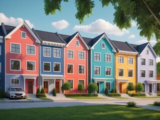 Obraz premium A Row Of Multi - Colored Houses