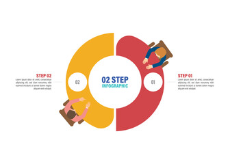 step infographic for Business management, strategy or human resources. EPS 10 vector. Can be used for any project. 10 to 2 step pie chart