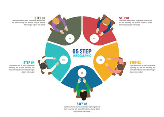 step infographic for Business management, strategy or human resources. EPS 10 vector. Can be used for any project. 10 to 2 step pie chart