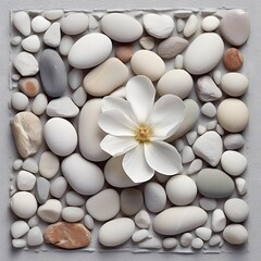 Moodboard with Stones and White Flower Design AI generated