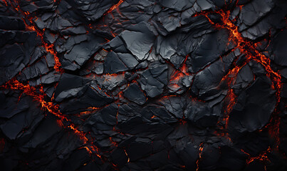 Abstract background of extinct lava with red gaps. - Powered by Adobe