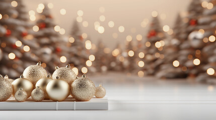 fondo navideño  de color blanco con esferas mexicanas y luces de boken brillante en fondos blancos y plateados  ideal para invitaciones o publicaciones navideñas esperas decoradas en plata