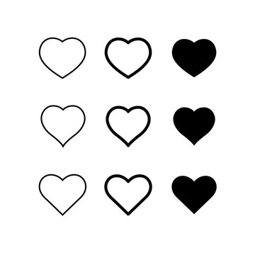 Collection of heart illustrations, Love symbol icon set, love symbol vector.