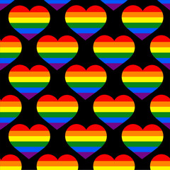 vector bright heart pattern in lgbt colours on black background
