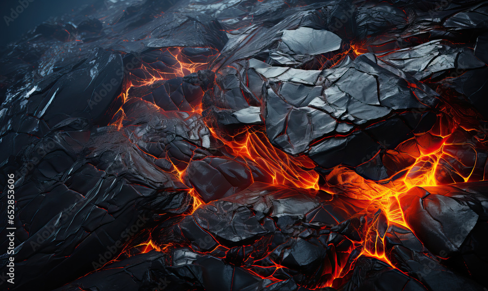 Wall mural abstract background of extinct lava with red gaps.