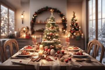 Holiday table with delicious cuisines. Generative AI
- 652854056