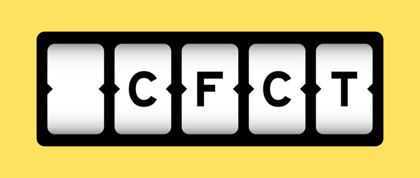Black color in word CFCT (Abbreviation of Cash Flow Cycle Time) on slot banner with yellow color background