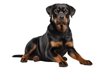Rottweiler Black and Brown Dog Isolated on Transparent Background PNG. Generative AI