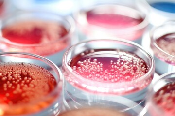 close-up of petri dishes with reactions of blood disorders