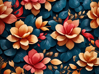Style Exotic floral pattern wallpaper texture