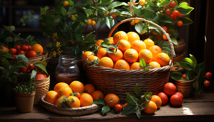Freshness of nature bounty organic citrus fruit, healthy eating, vegetarian diet generated by AI