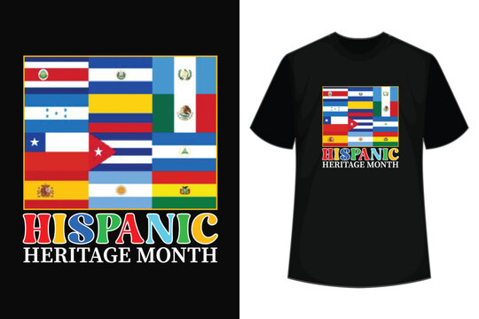 Celebrate Happy National Hispanic Heritage Month National Latino Countries Retro Vintage  Flags Shirt print template