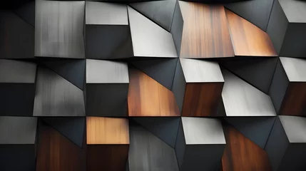 Fotobehang Wood wall geometry decoration background © Lucky Ai