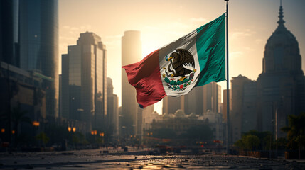 Mexico flat againts city background