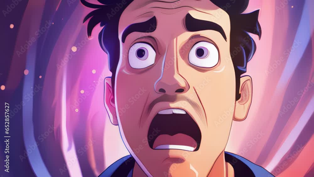 Poster an animated character with phobias is shown experiencing a panic attack at the sight of their fear, 