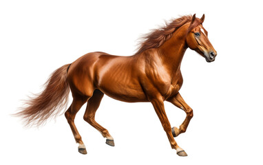 Moving an American Saddlebred Brown Horse Isolated on Transparent Background PNG. Generative AI