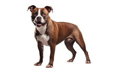 Standing American Staffordshire Brown Dog Isolated on Transparent Background PNG. Generative AI