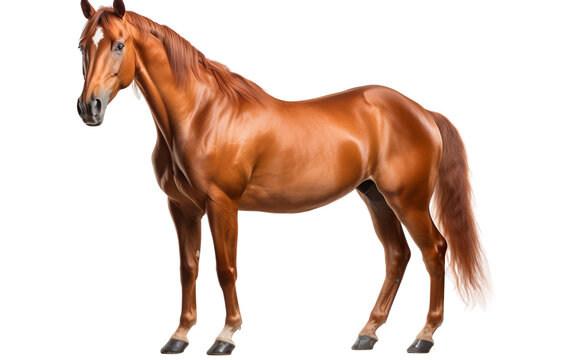 Standing an American Saddlebred Brown Horse Isolated on Transparent Background PNG. Generative AI