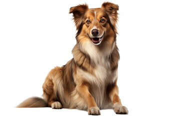 Australian Sheppard Dog with White and Brown Color Isolated on Transparent Background PNG. Generative AI