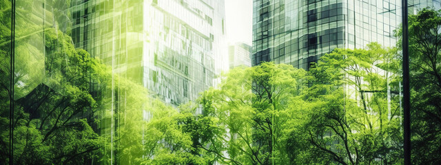 Green city double exposure concept