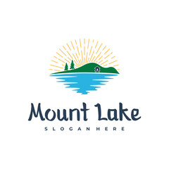Lake logo design template. Mount Lake vector illustration. Badge design.