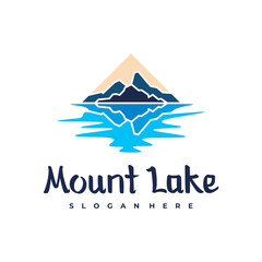 Lake logo design template. Mount Lake vector illustration. Badge design.
