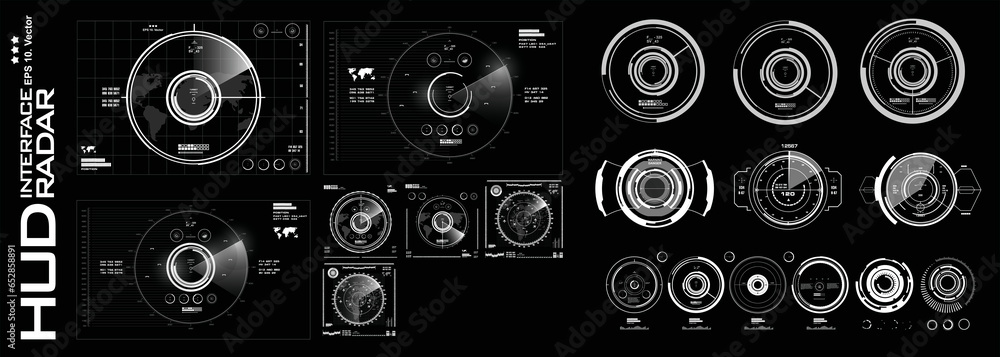 Poster big collection of aerial radar targets and air navigation devices. interface device for geolocation 