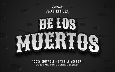 de los muertos for halloween event editable text effect Premium Vector