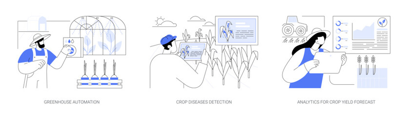 Smart farming technologies abstract concept vector illustrations. © Visual Generation