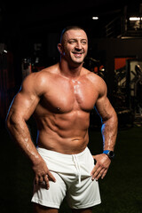 Fototapeta premium Portrait of a young fit man in the gym.