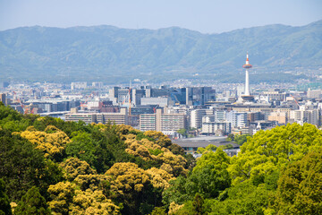 Cityscape of Kyoto from Kiyomizu-dera temple in Kyoto, Japan