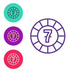 Set line Casino chips icon isolated on white background. Casino gambling. Set icons colorful. Vector