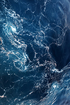 Sea storm. Lightning ocean waves wallpaper background, vertical image, without people