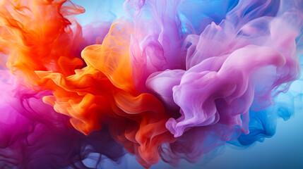 Abstract Wonderland: 3D Rendering of Neon Smoke and Holi Paint