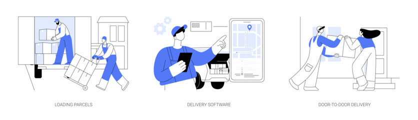 Delivery company abstract concept vector illustrations.