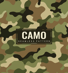 Camouflage pattern background vector. Classic clothing style masking camo repeat print