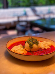 Close up view of a delicious Italian dish in a restaurant.
