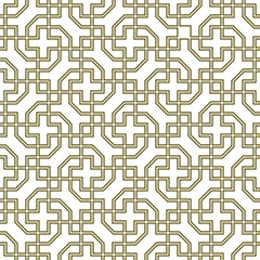 Seamless geometric ornament based on traditional islamic art.Brown color lines. For fabric,textile,cover,wrapping paper,background and lasercutting.