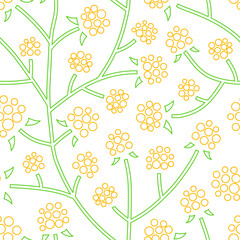 Seamless pattern with cloudberry thickets.