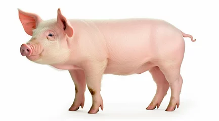 Fotobehang Pig isolated on white background with shadow.Organic food,organic pork,organic pig farming concept. © Emmy Ljs