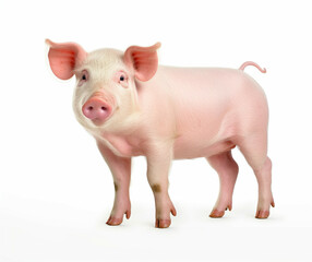 Pig isolated on white background.Organic food,organic pork,organic pig farming concept.