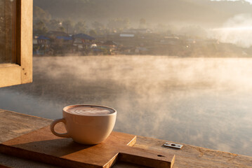 Early morning latte coffee at Ban Rak Thai Village, Mae Hong Son Province, Thailand