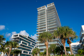 Miami Beach, Florida, USA - Luxury condominiums near the beach - obrazy, fototapety, plakaty