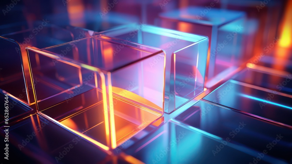 Aufkleber glowing glass cubes background created with generative ai
