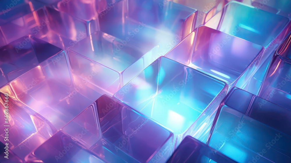 Poster glowing glass cubes background created with generative ai
