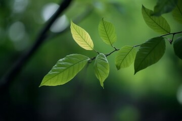 Fototapeta na wymiar Leaves on a branch, tree, eco-friendly environment. Generative AI