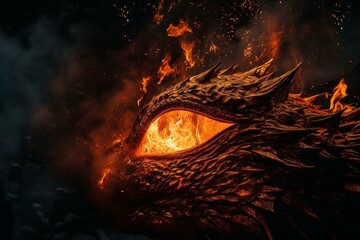 gazing at mesmerizing fire with a dragon's enchanting eye. Generative AI